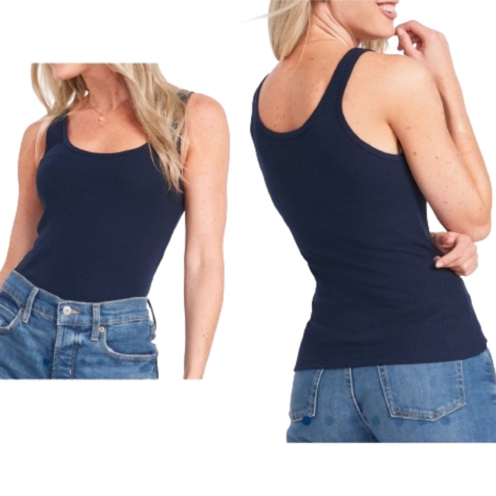 Old Navy Women's Slim Rib Scoop Neck Navy Tank Top XL